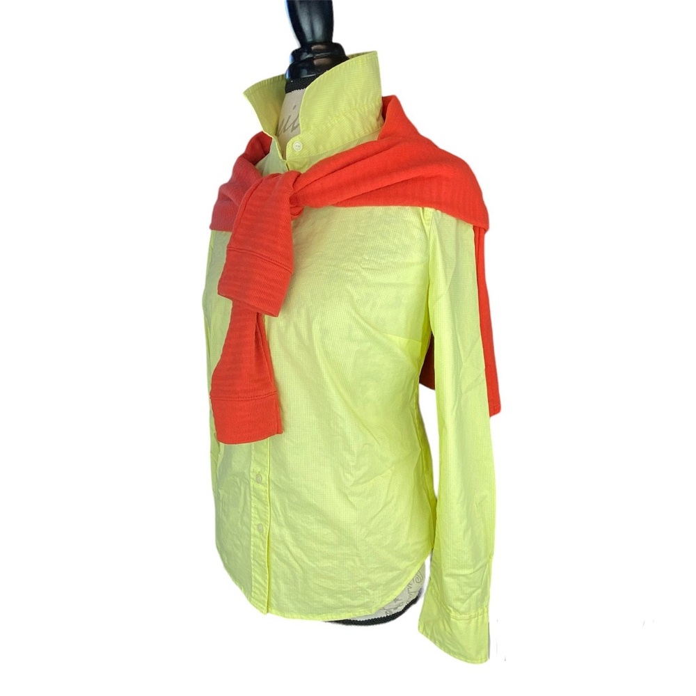 Halogen Gingham Yellow Lime Button Collar Long Sl… - image 3